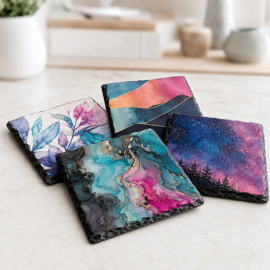 Custom Photo Slate Coaster Set – Set of 4